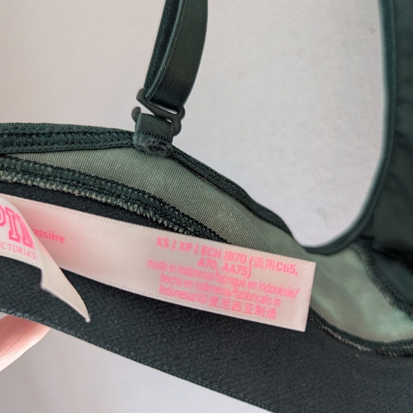 Pink Vs Velvet Triangle Bralette in Green Xs - Picture 7 of 9